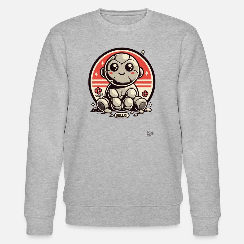 Hallo! Süßer Stein-Affe - Stanley/Stella Unisex Bio-Sweatshirt CHANGER  - Grau meliert