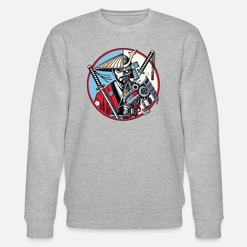 Samurai-Ronin oder Mecha-Shogun - Stanley/Stella Unisex Bio-Sweatshirt CHANGER  - Grau meliert