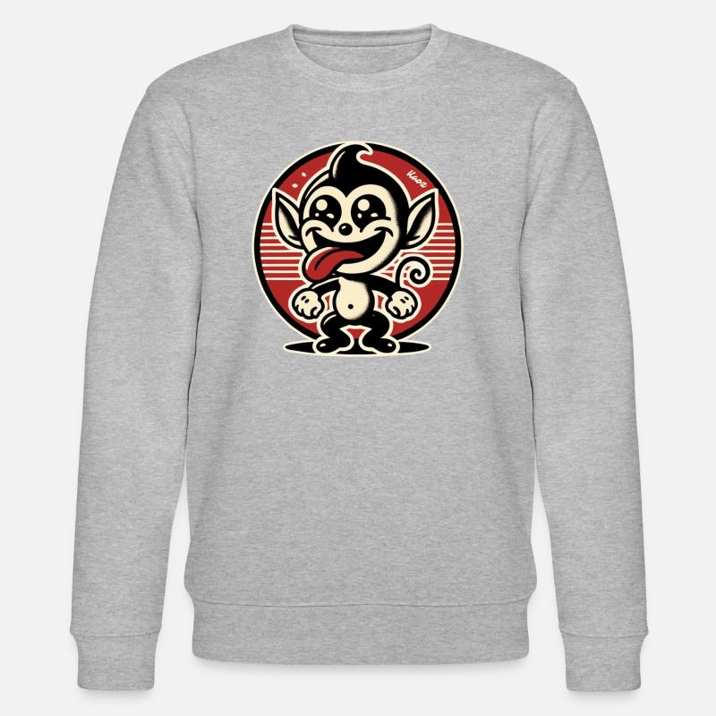 Cheerful little rascal monkey - Stanley/Stella CHANGER Unisex Organic Sweatshirt - heather grey