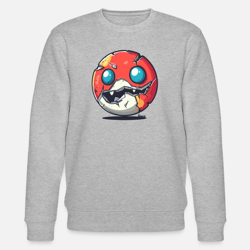 Zerbrochenes Kugel Monster mit Zähnen - Stanley/Stella Unisex Bio-Sweatshirt CHANGER - Grau meliert
