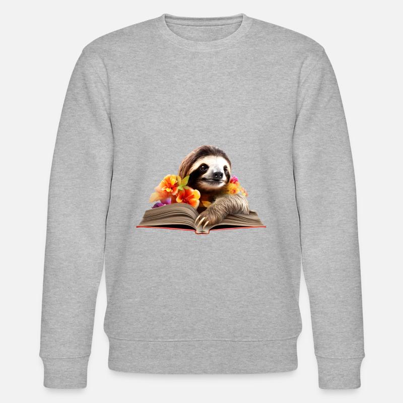 Faultier Lesen Buch - Stanley/Stella Unisex Bio-Sweatshirt CHANGER  - Grau meliert