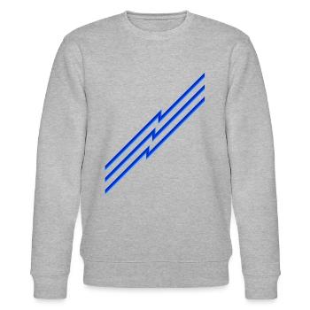Blitze Streifen Grafik - Diagonal / BLAU - Stanley/Stella Unisex Bio-Sweatshirt CHANGER  - Grau meliert - Vorne - Nik (191cm) & Marisol (170cm)