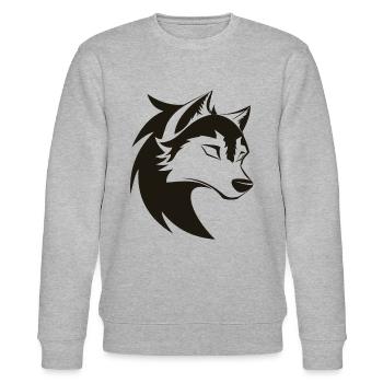 Stilisiertes cooles Wolfskopf-Symbol - Stanley/Stella Unisex Bio-Sweatshirt CHANGER  - Grau meliert - Vorne - Nik (191cm) & Marisol (170cm)