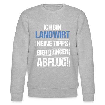 Ich bin Landwirt - Bier bringen und Abflug - Stanley/Stella Unisex Bio-Sweatshirt CHANGER  - Grau meliert - Vorne - Nik (191cm) & Marisol (170cm)