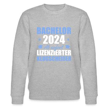 Bachelor 2024 Bachelorprüfung bestanden Geschenk - Stanley/Stella Unisex Bio-Sweatshirt CHANGER  - Grau meliert - Vorne - Nik (191cm) & Marisol (170cm)