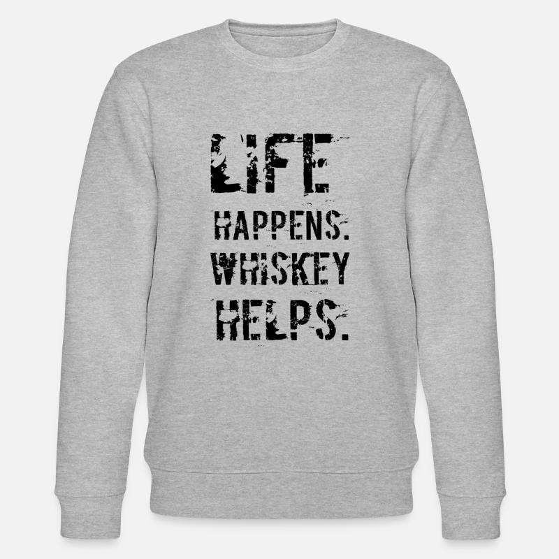 Leben Passiert Whiskey Hilft - Stanley/Stella Unisex Bio-Sweatshirt CHANGER  - Grau meliert