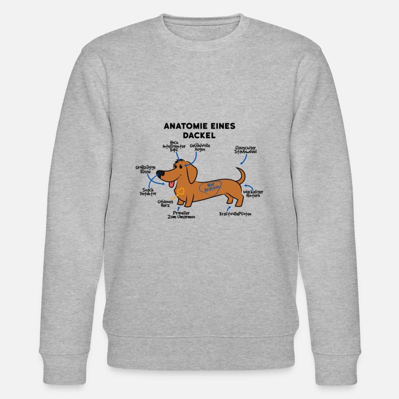 Dackel Hund Anatomie - Stanley/Stella Unisex Bio-Sweatshirt CHANGER  - Grau meliert