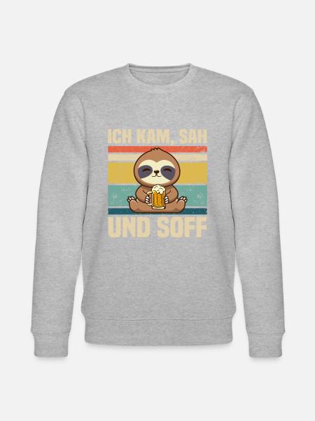 Faultier Bier saufen Biertrinker - Stanley/Stella Unisex Bio-Sweatshirt CHANGER  - Grau meliert