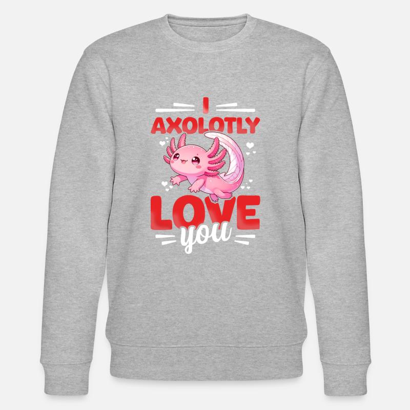 Coeur d’axolotl sucré Saint-Valentin - Sweat bio CHANGER Stanley/Stella Unisexe - gris chiné