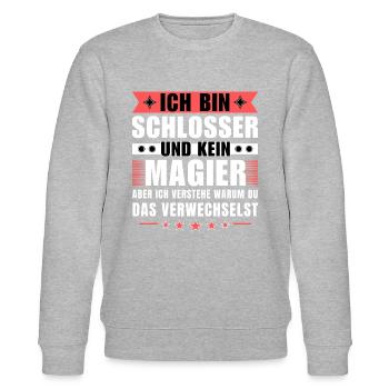 Ich bin Schlosser und kein Magier - Stanley/Stella Unisex Bio-Sweatshirt CHANGER  - Grau meliert - Vorne - Nik (191cm) & Marisol (170cm)