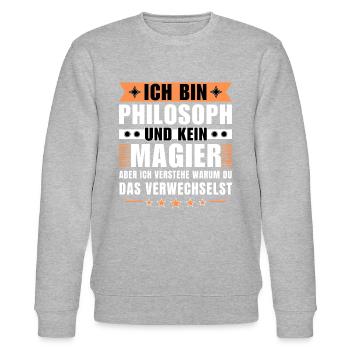 Ich bin Philosoph und kein Magier - Stanley/Stella Unisex Bio-Sweatshirt CHANGER  - Grau meliert - Vorne - Nik (191cm) & Marisol (170cm)