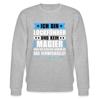 Ich bin Lockführer und kein Magier - Stanley/Stella Unisex Bio-Sweatshirt CHANGER  - Grau meliert - Vorne - Nik (191cm) & Marisol (170cm)