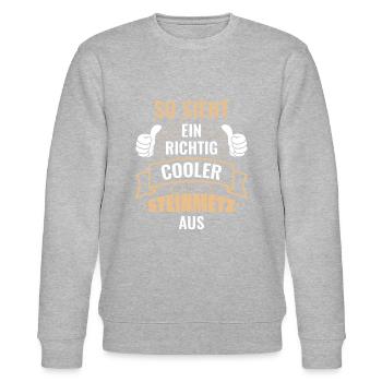 So Sieht Ein Richtig Cooler Steinmetz Aus - Stanley/Stella Unisex Bio-Sweatshirt CHANGER  - Grau meliert - Vorne - Nik (191cm) & Marisol (170cm)