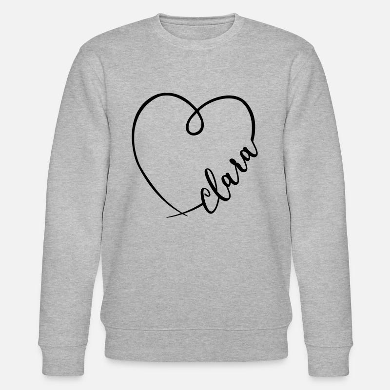 Clara Name Kalligrafie Herz - Stanley/Stella Unisex Bio-Sweatshirt CHANGER - Grau meliert