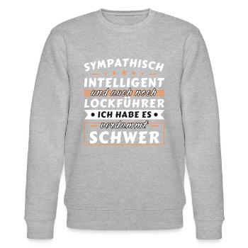 Sympathisch und intelligent - Lockführer Edition - Stanley/Stella Unisex Bio-Sweatshirt CHANGER  - Grau meliert - Vorne - Nik (191cm) & Marisol (170cm)