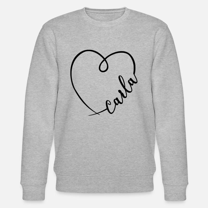 Carla Nom Calligraphie Coeur - Sweat bio CHANGER Stanley/Stella Unisexe - gris chiné