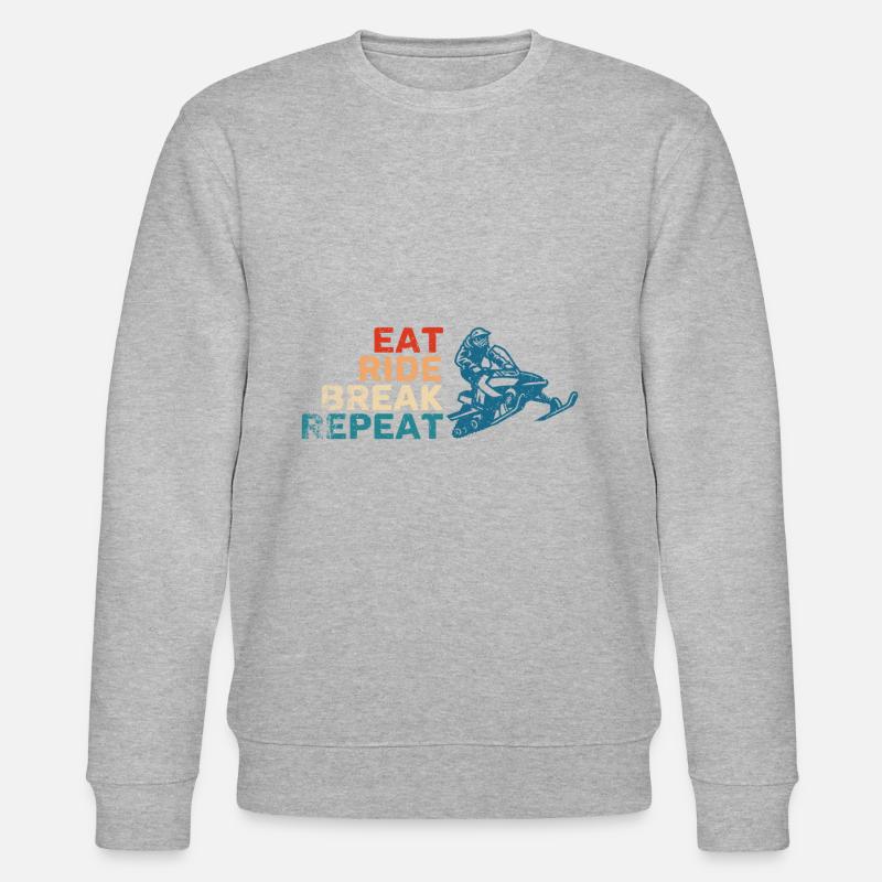 Snowmobile Eat Ride Break Repeat - Stanley/Stella CHANGER Unisex Organic Sweatshirt - heather grey