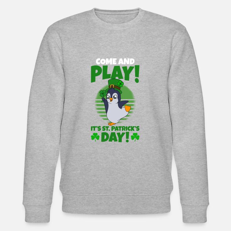 Manchot mignon Trèfle Saint-Patrick Pingouin - Sweat bio CHANGER Stanley/Stella Unisexe - gris chiné