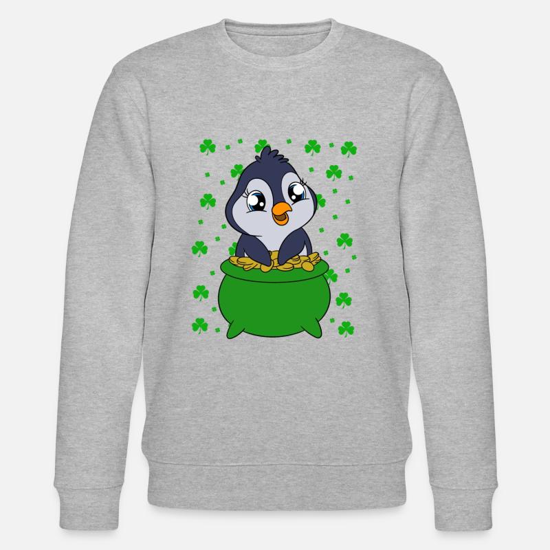 Manchot mignon Trèfle Saint-Patrick Pingouin - Sweat bio CHANGER Stanley/Stella Unisexe - gris chiné