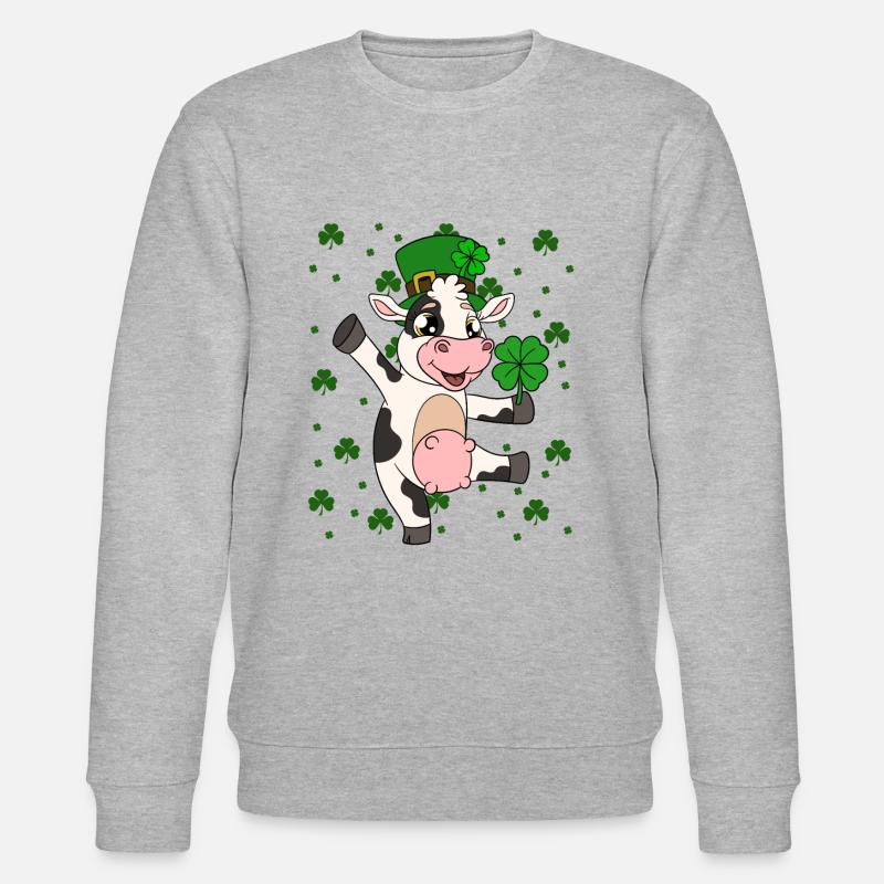 Mignon trèfle de vache Saint-Patrick - Sweat bio CHANGER Stanley/Stella Unisexe - gris chiné