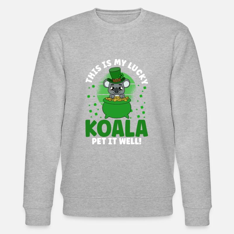 Mignon koala avec chapeau Saint-Patrick - Sweat bio CHANGER Stanley/Stella Unisexe - gris chiné