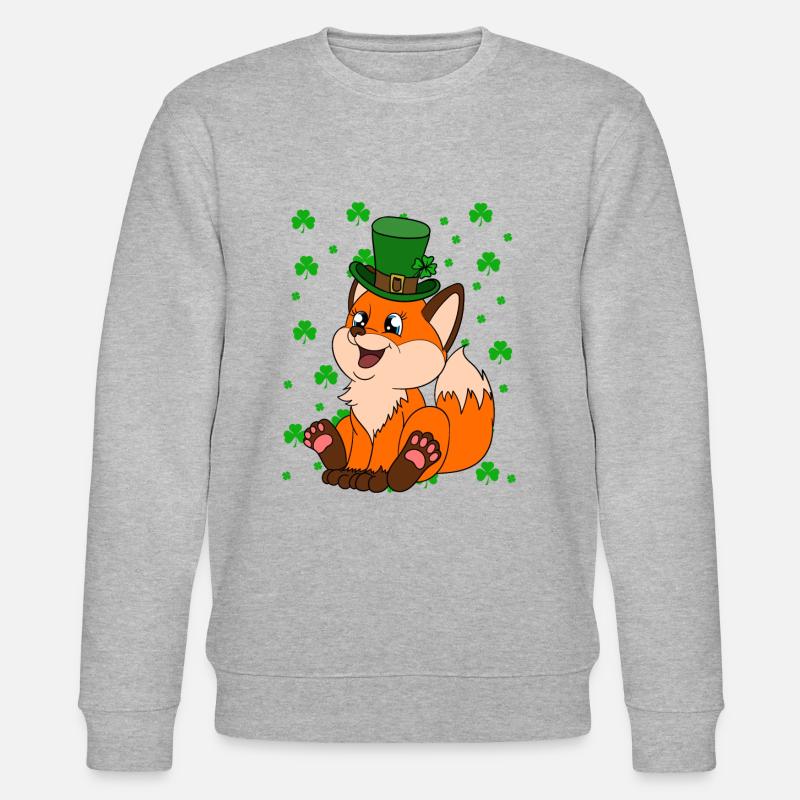 Mignon trèfle renard Saint-Patrick - Sweat bio CHANGER Stanley/Stella Unisexe - gris chiné