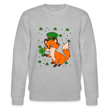 Mignon trèfle renard Saint-Patrick - Sweat bio CHANGER Stanley/Stella Unisexe - gris chiné - Devant - Nik (191cm) & Marisol (170cm)