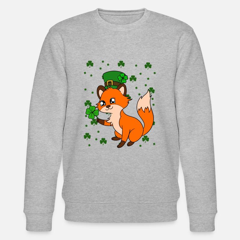 Mignon trèfle renard Saint-Patrick - Sweat bio CHANGER Stanley/Stella Unisexe - gris chiné