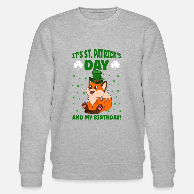 Mignon trèfle renard Saint-Patrick - Sweat bio CHANGER Stanley/Stella Unisexe - gris chiné