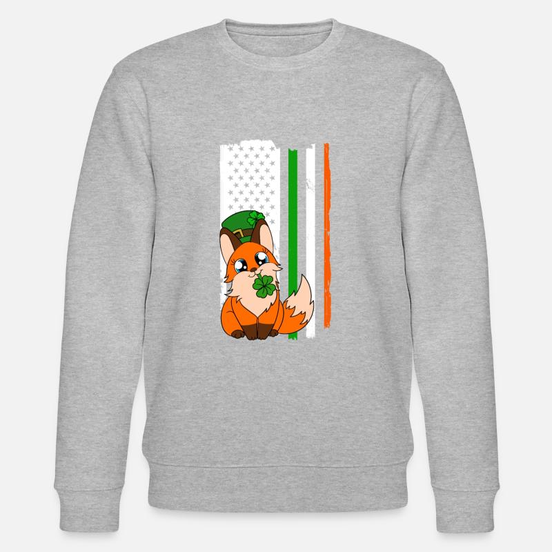 Mignon trèfle renard Saint-Patrick - Sweat bio CHANGER Stanley/Stella Unisexe - gris chiné