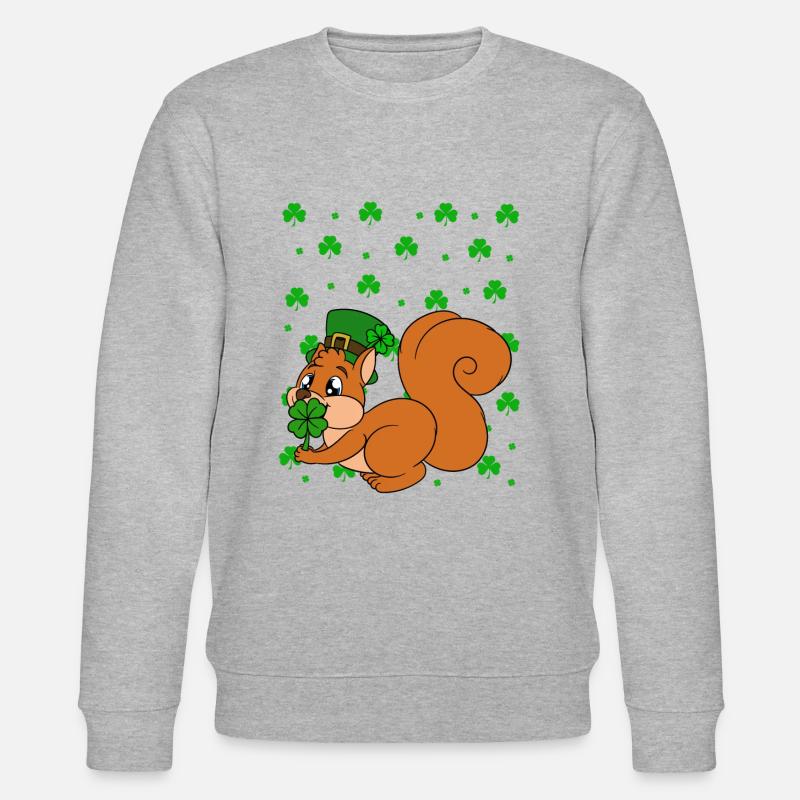Eichhörnchen Kleeblätter St. Patrick's Day - Stanley/Stella Unisex Bio-Sweatshirt CHANGER  - Grau meliert