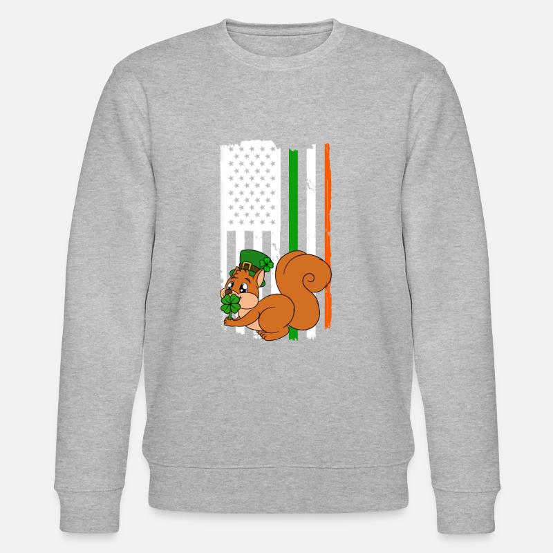 Écureuil Clover Saint-Patrick - Sweat bio CHANGER Stanley/Stella Unisexe - gris chiné