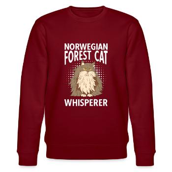 Norwegian Forest Cat Whisperer - Stanley/Stella Unisex Bio-Sweatshirt CHANGER  - Burgunderrot - Vorne - Nik (191cm) & Marisol (170cm)