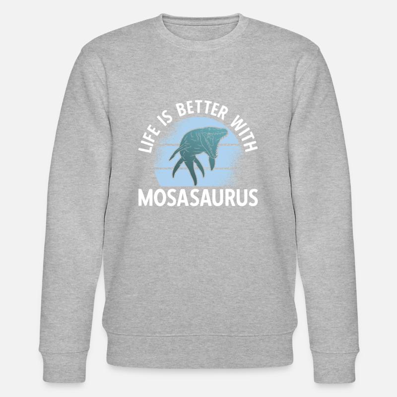 Life Is Better With Mosasaurus - Stanley/Stella CHANGER Unisex Organic Sweatshirt - heather grey