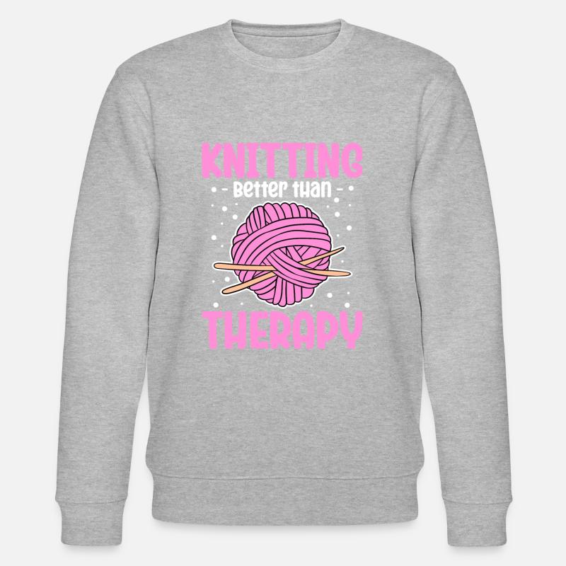 Knitting Better Than Therapy - Stanley/Stella CHANGER Unisex Organic Sweatshirt - heather grey