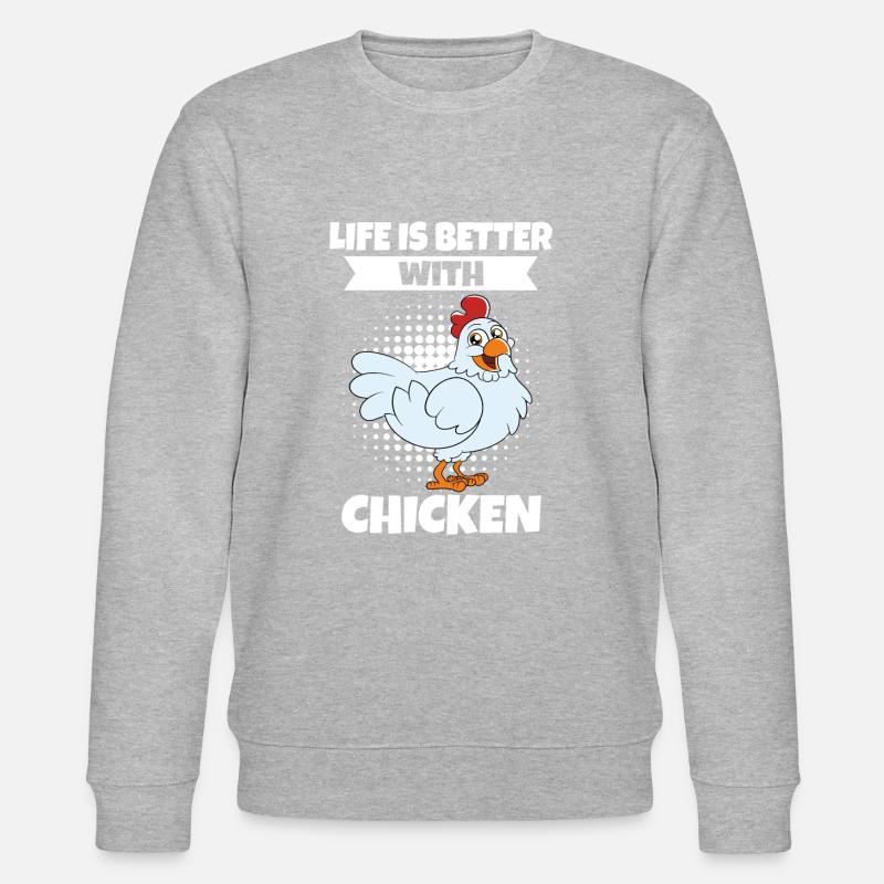 Lustiger Hühner Spruch Huhn - Stanley/Stella Unisex Bio-Sweatshirt CHANGER  - Grau meliert