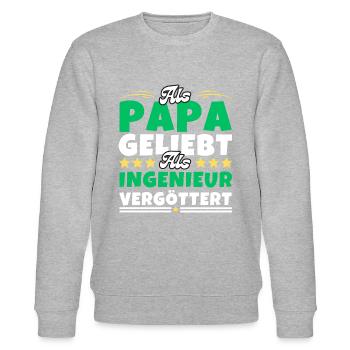 Als Papa geliebt, als Ingenieur vergöttert - Stanley/Stella Unisex Bio-Sweatshirt CHANGER  - Grau meliert - Vorne - Nik (191cm) & Marisol (170cm)