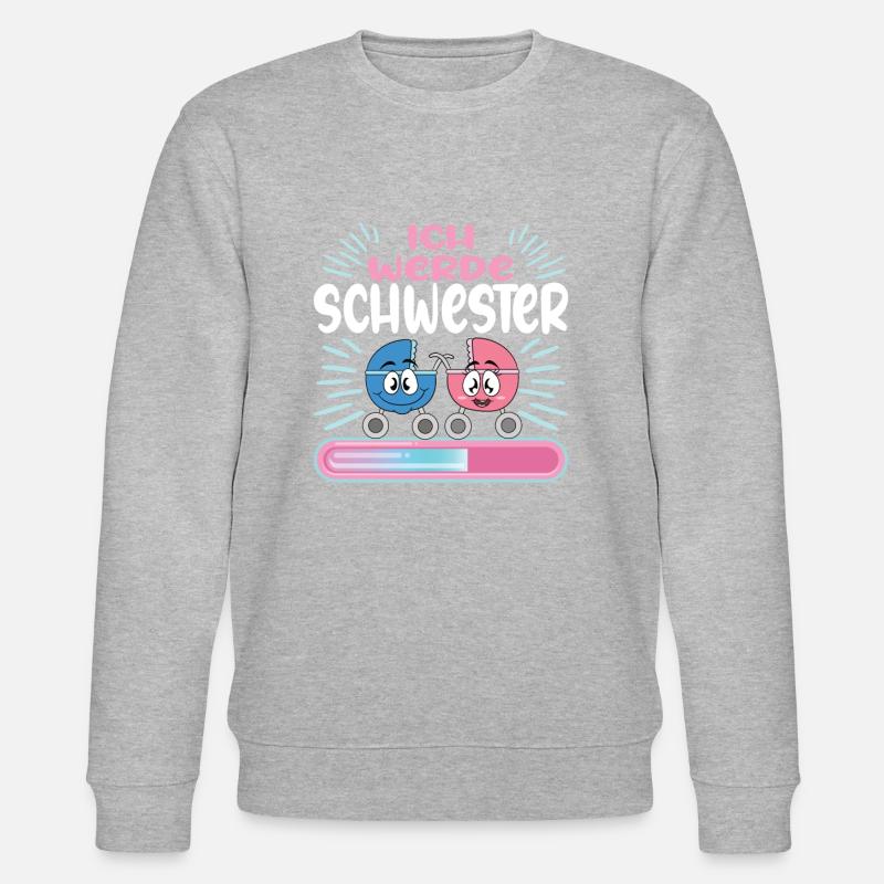 Schwester werden Schwester 2024 - Stanley/Stella Unisex Bio-Sweatshirt CHANGER - Grau meliert