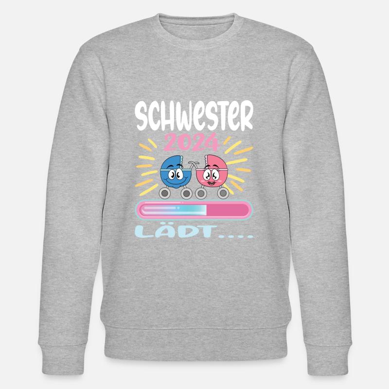 Schwester werden Schwester 2024 - Stanley/Stella Unisex Bio-Sweatshirt CHANGER - Grau meliert