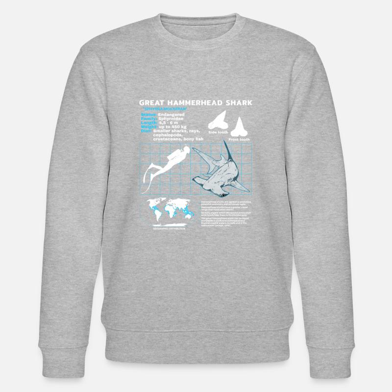 Hammerhead Shark Datasheet - Stanley/Stella CHANGER Unisex Organic Sweatshirt - heather grey
