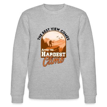 The Best View Comes After The Hardest Climb - Stanley/Stella CHANGER Unisex Organic Sweatshirt - heather grey - Front - Nik (191cm) & Marisol (170cm)