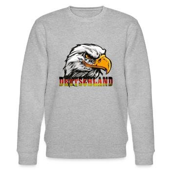 Deutschland mit Adler - Stanley/Stella Unisex Bio-Sweatshirt CHANGER  - Grau meliert - Vorne - Nik (191cm) & Marisol (170cm)
