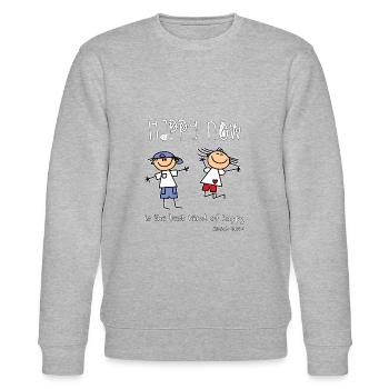 Christian Design - Happy Now ist die beste Art von - Stanley/Stella Unisex Bio-Sweatshirt CHANGER  - Grau meliert - Vorne - Nik (191cm) & Marisol (170cm)