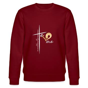 Christliches Design - Er liebt mich bedingungslos - Stanley/Stella Unisex Bio-Sweatshirt CHANGER  - Burgunderrot - Vorne - Nik (191cm) & Marisol (170cm)