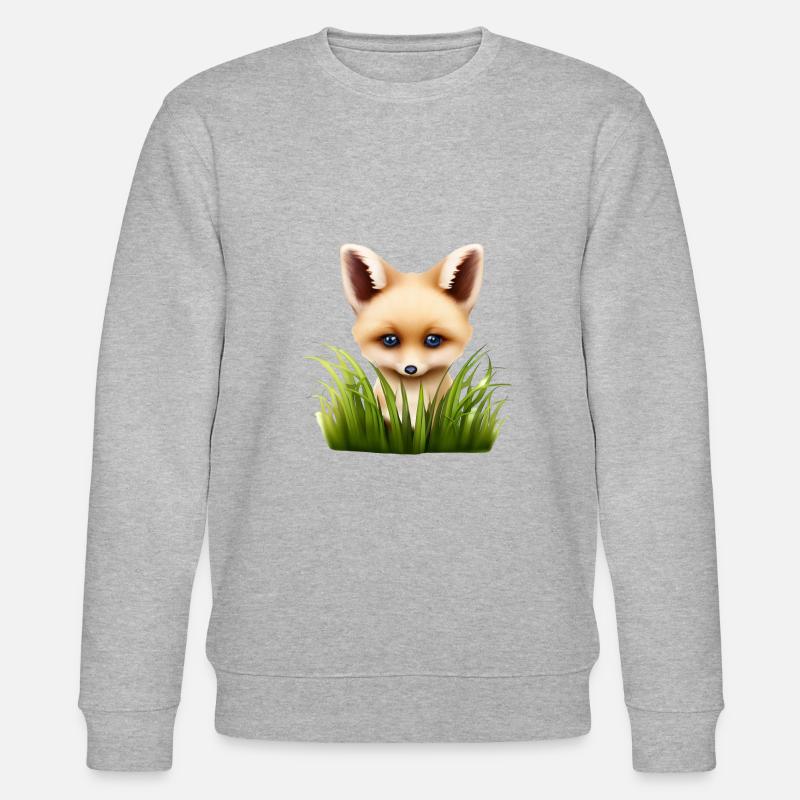 Petit renard caché dans l’herbe - Sweat bio CHANGER Stanley/Stella Unisexe - gris chiné