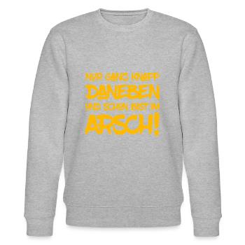 Nur ganz knapp daneben ... - Stanley/Stella Unisex Bio-Sweatshirt CHANGER  - Grau meliert - Vorne - Nik (191cm) & Marisol (170cm)