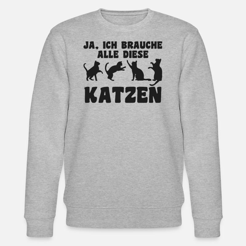 Katze Tier Katzen Geschenk - Stanley/Stella Unisex Bio-Sweatshirt CHANGER - Grau meliert
