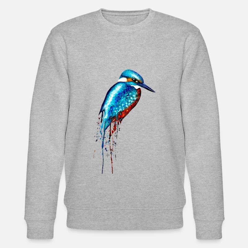 Martin-pêcheur aquarelle - Sweat bio CHANGER Stanley/Stella Unisexe - gris chiné