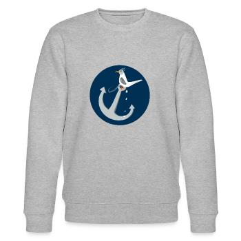 Freche Möwe kackt auf Anker - Stanley/Stella Unisex Bio-Sweatshirt CHANGER  - Grau meliert - Vorne - Nik (191cm) & Marisol (170cm)