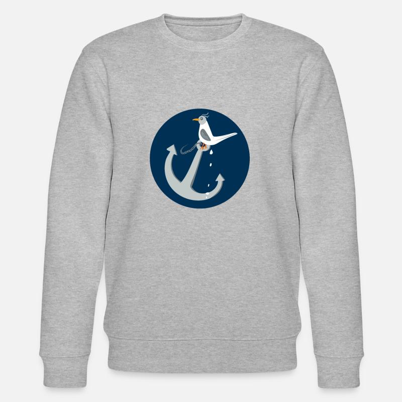 Freche Möwe kackt auf Anker - Stanley/Stella Unisex Bio-Sweatshirt CHANGER  - Grau meliert